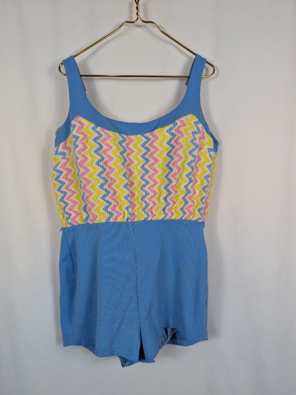 Lane Bryant 1950s Swimsuit Playsuit Pin-Up Tiki Bombshell Blue Pink Yellow Vtg